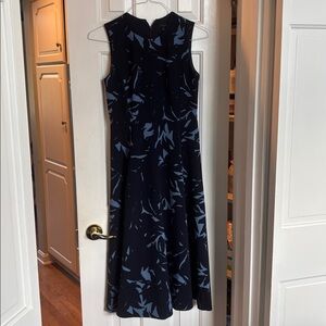 Ann Taylor Navy and Light Blue Midi Dress